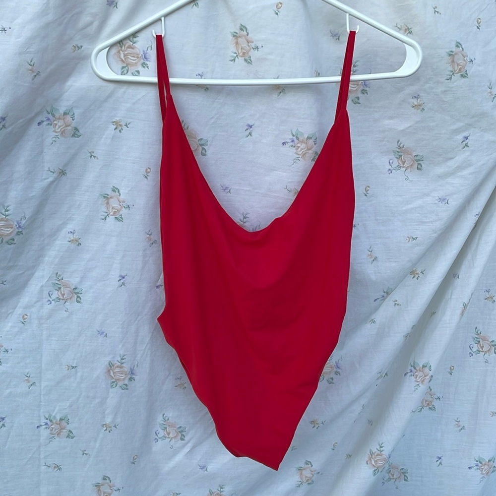 Red one piece by Po swim